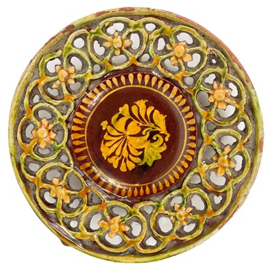 Lot 18 - A Turkish slipware pottery dish, 19th century.