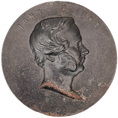 Lot 79 - A cast iron circular profile relief portrait of John Bright.