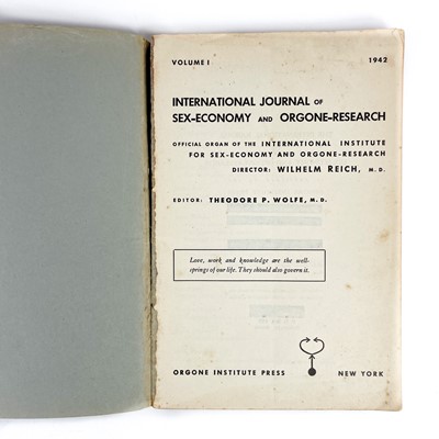 Lot 36 - REICH, Wilhelm. 'International Journal of Sex-Economy and Orgone-Research,'