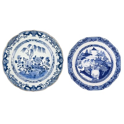 Lot 88 - Two Chinese export blue and white plates, Qianlong period.