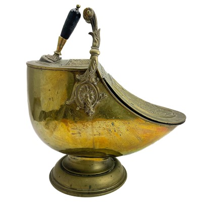 Lot 76 - A late Victorian Neo-Classical style brass coal scuttle.