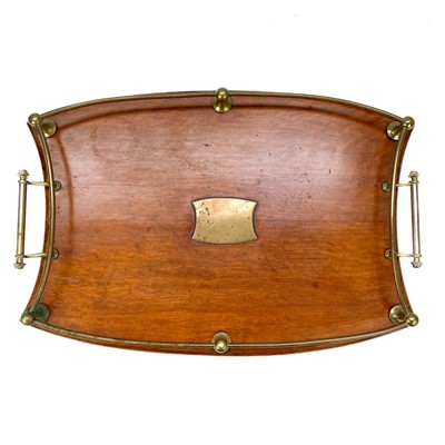 Lot 142 - An Edwardian oak and brass butler's tray.