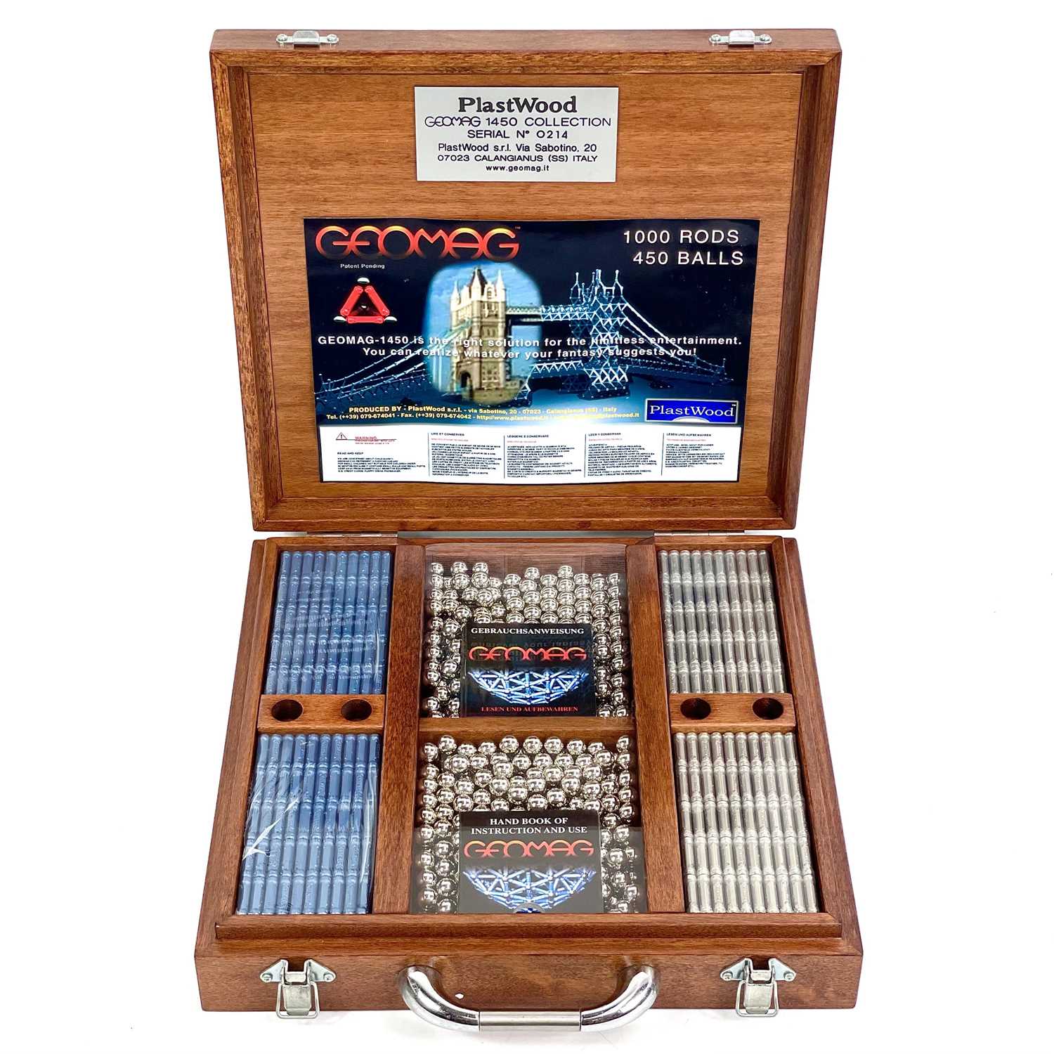Lot 774 - Geomag "Plastwood 1450 Collection" Serial No. 0214 wooden boxed set