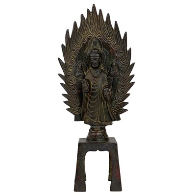 Lot 1278 - A Chinese bronze Northen Qi style figure of a standing Buddha.