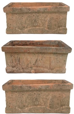 Lot 351 - Three rectangular terracotta garden planters.