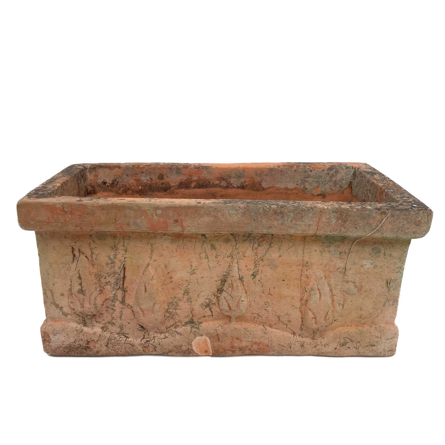 Lot 366 Four rectangular terracotta garden planters.