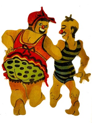 Lot 151 - A painted wood cut out 'Saucy Postcard' from Cabaret Falmouth.