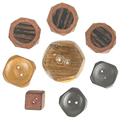 Lot 324 - A collection of eight Arts & Crafts carved wood buttons from the estate of Ella Naper (1886-1972)