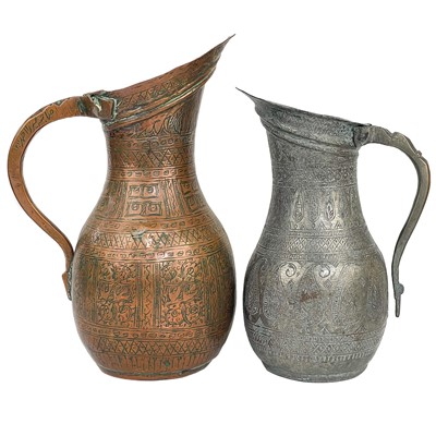 Lot 222 - Two Persian copper jugs, 19th century.