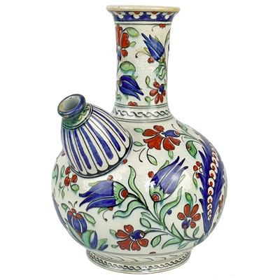 Lot 223 - A Cantagalli Iznik style pottery wine ewer, circa 1900.