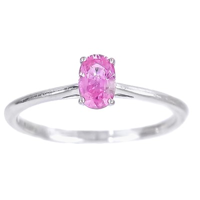 Lot 326 - A contemporary 18ct white gold pink sapphire set solitaire ring by Iliana.