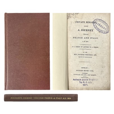 Lot 297 - PRIVATE REMARKS DURING A JOURNEY THROUGH FRANCE AND ITALY AD 1816