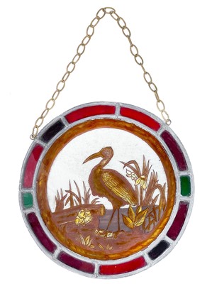 Lot 85 - An Art Nouveau stained glass roundel.