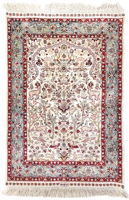 Lot 239 - A Keyseri silk rug, Central Anatolia, circa 1940.