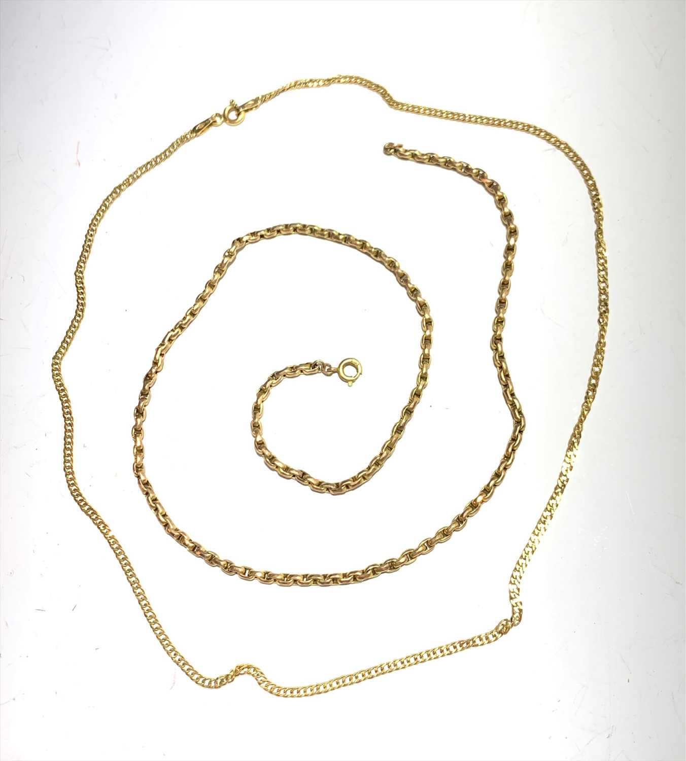 Lot 2747 - Two 9ct gold chains.