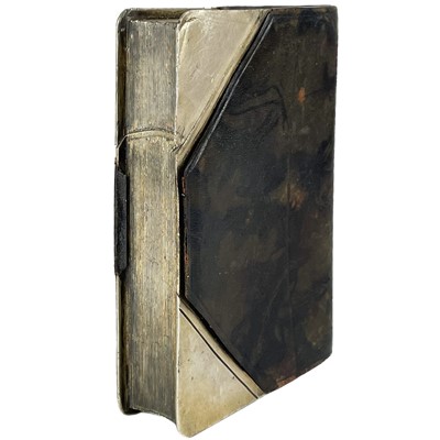 Lot 252 - A novelty silver plated leather covered flask in the form of a book by J. Dixon & Sons.