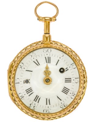Lot 1 - A fine 18th century French 18ct tri-colour gold verge repeating pocket watch by Jaques Castagnet.