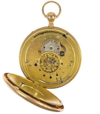Lot 3 - A Swiss early 19th century 18ct gold cased verge quarter repeater pocket watch.