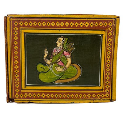 Lot 275 - An Indian painted wood box, early 20th century.