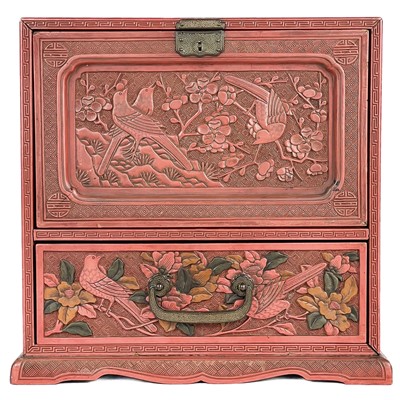 Lot 474 - A Chinese cinnabar lacquered cabinet, early-mid 20th century