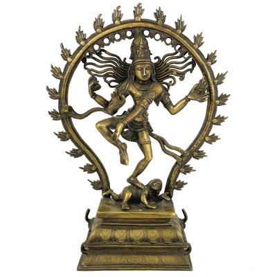 Lot 281 - An Indian bronze figure of Nataraja the dancing shiva, 20th century.