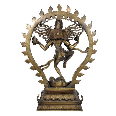 Lot 281 - An Indian bronze figure of Nataraja the dancing shiva, 20th century.