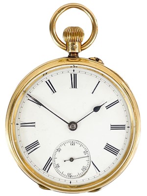 Lot 9 - A Victorian 18ct gold cased crown wind lever pocket watch by Goldsmiths Company London.