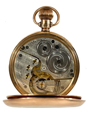 Lot 12 - An Elgin National Watch Co 9ct rose gold half hunter crown wind lever pocket watch.