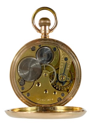 Lot 17 - An Omega 15ct rose gold crown wind lever pocket watch.
