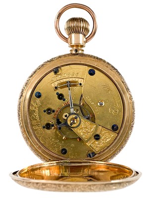 Lot 18 - An Elgin National Watch Co. 14ct rose gold cased crown wind full hunter pocket watch.