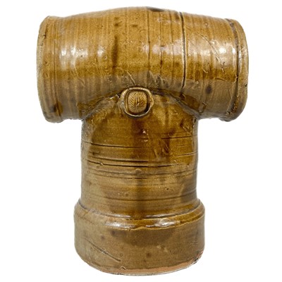 Lot 496 - A studio pottery drain pipe T section by Seth Cardew.