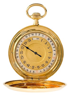Lot 20 - A rare 18ct cased slim crown wind double dial pocket watch retailed by Asprey.