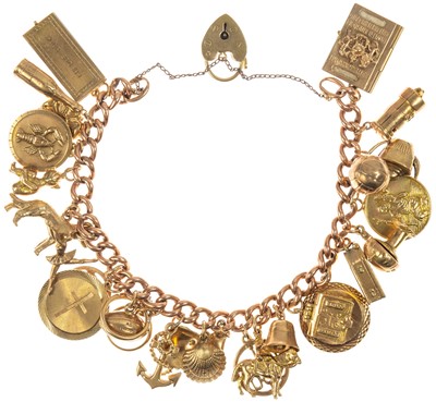 Lot 353 - A 9ct gold charm bracelet.