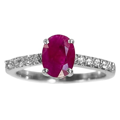 Lot 362 - A contemporary platinum AAAA Burmese ruby and diamond set ring by Rhapsody.