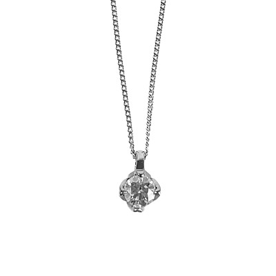 Lot 369 - An 18ct white gold certified 0.26ct diamond solitaire pendant necklace.