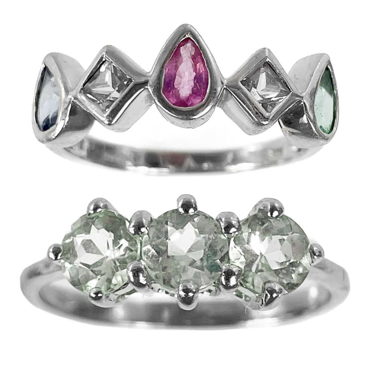 Lot 370 - Two 9ct white gold gem set rings by Rocks