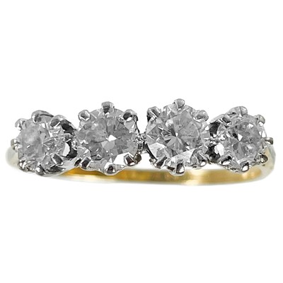 Lot 372 - An 18ct diamond four stone ring.