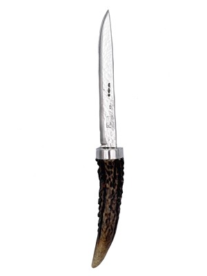 Lot 114 - A modern 925 silver deer antler handle letter opener by James Suddaby.