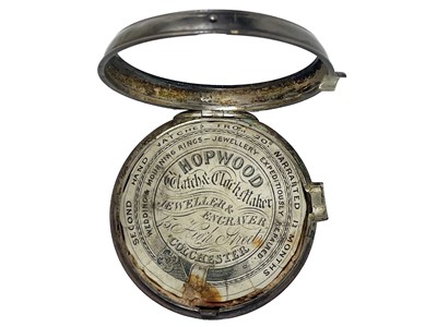 Lot 36 - A George III silver pair cased fusee pocket watch in need of repair.