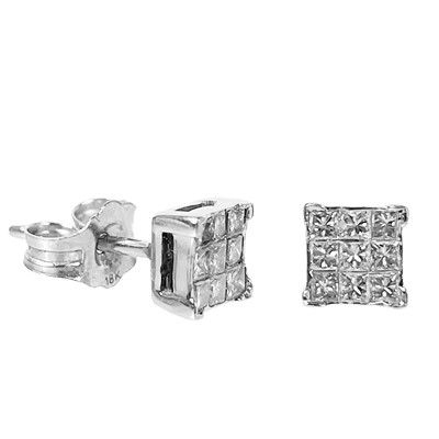 Lot 386 - A pair of 18ct white gold diamond set stud earrings.