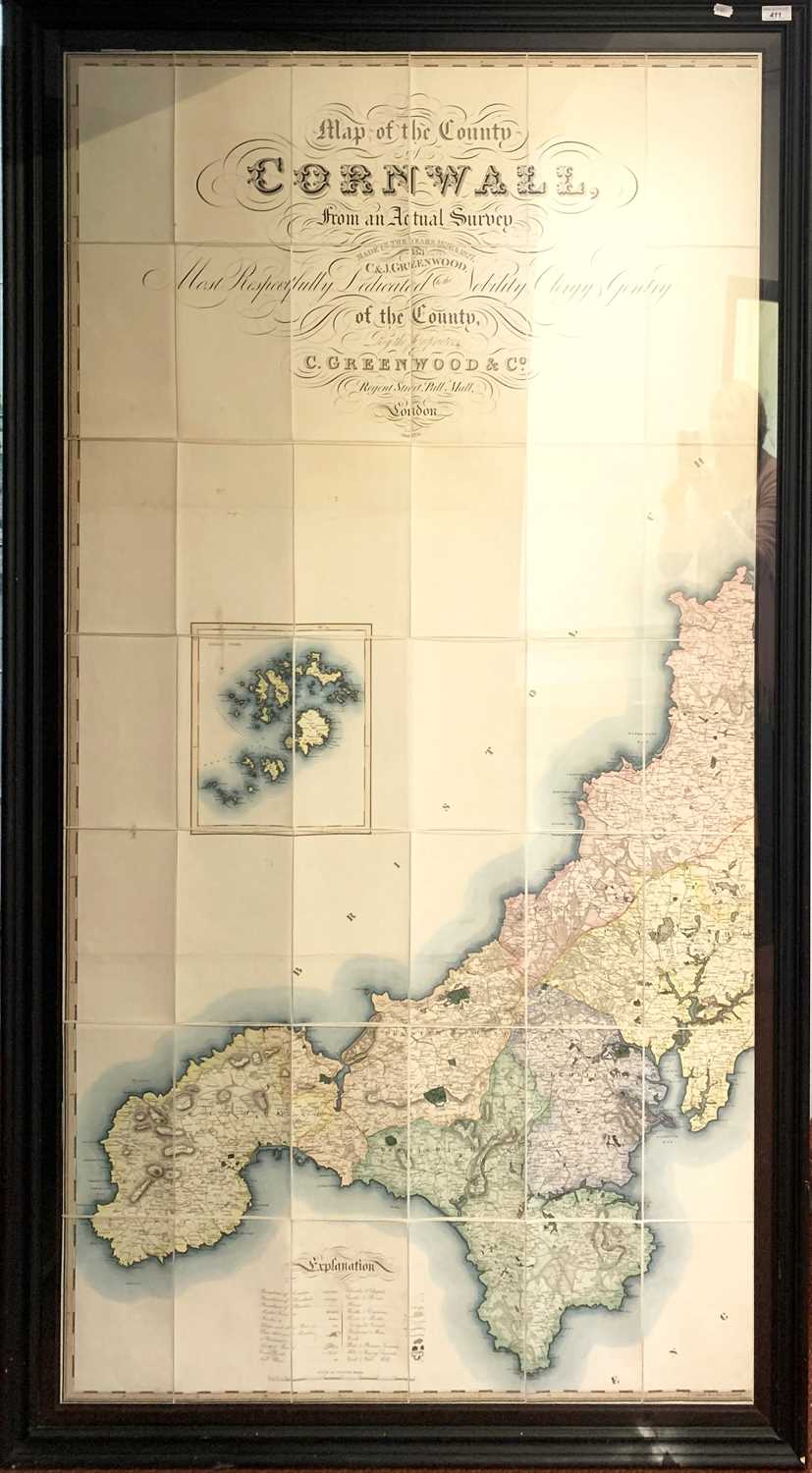 Lot 411 - 'Map of the County of Cornwall from an Actual...