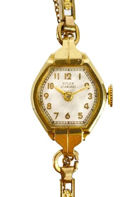 Lot 177 - Rolex - A Rolex Standard 14ct cased lady's manual wind wristwatch.