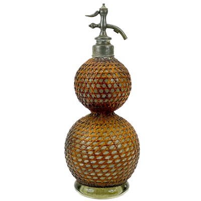 Lot 99 - A large British Syphon Co double gourd glass Seltzogene soda syphon.