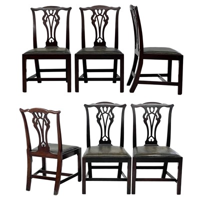 Lot 684 - A set of six 19th century mahogany dining chairs.