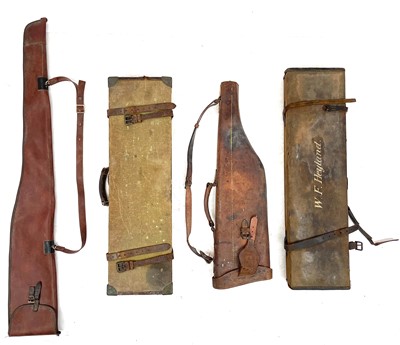 Lot 278 - Two leather bound canvas gun cases.