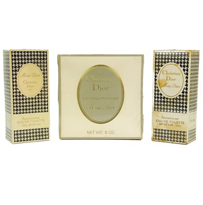 Lot 586 - Two unopened 'Miss Dior' Christian Dior perfume bottles and dusting powder.