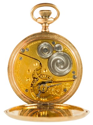 Lot 31 - An Elgin gold plated full hunter crown wind lever pocket watch.