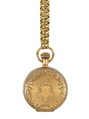 Lot 32 - A Waltham 14ct gold cased full hunter lady's crown wind pocket watch.
