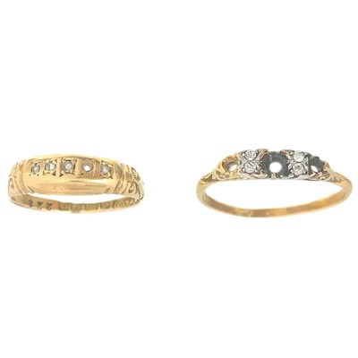 Lot 429 - Two early 20th century 18ct diamond set rings.