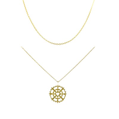 Lot 409 - A Scottish 9ct pendant wheel cross necklace by Tony Holland and a gold chain.